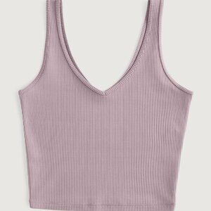 NWT Seamless Ribbed Fabric V-Neck Tank Crop